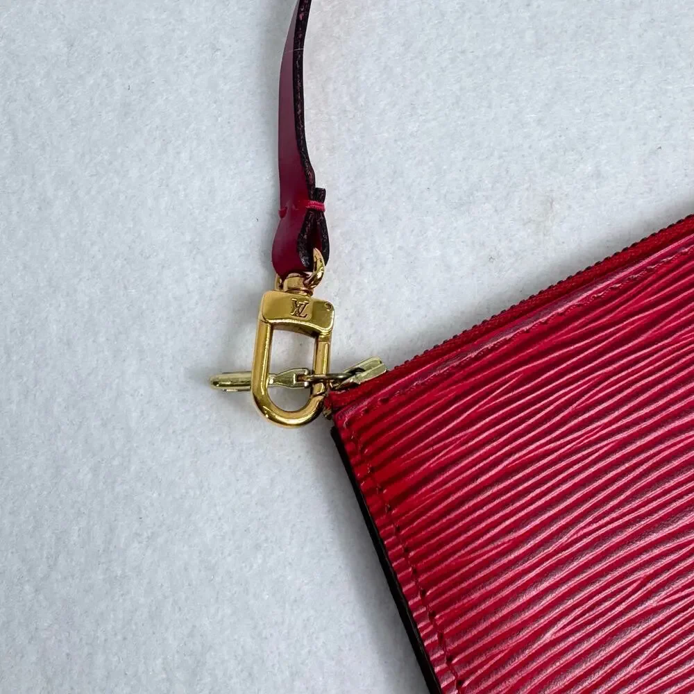 Louis Vuitton Epi Pochette Accessoires 24 Red wristlet gold hardware.